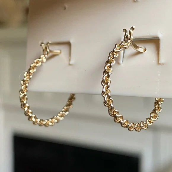 vintage yellow gold over 925 sterling silver hoop earrings. - Picture 11 of 15